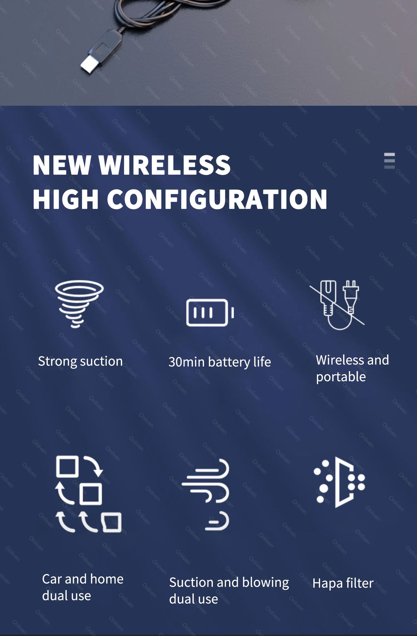 98000PA Portable Handheld Car Vacuum Cleaner Mini Wireless Strong Suction USB for Home and Car Cleaning