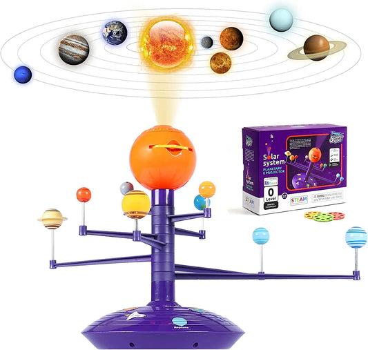 Solar System Planetary Model 8 Planets Set Educational Science Toy for Kids Rotating Projector Puzzle for Ages 6 to 12