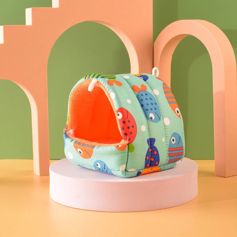 Cute Cartoon Bird parrot Mini Cage Guinea Pig Nest Small Animal Mice Rat Pet Sleeping Bed Hamster House Winter Warm Soft Mat