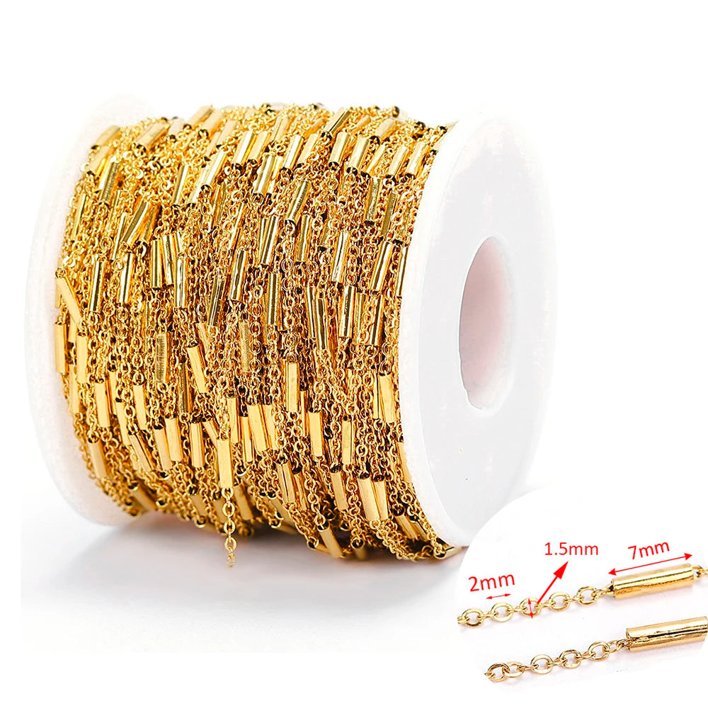2Meters Stainless Steel Link Cable Gold Chains for DIY Jewelry