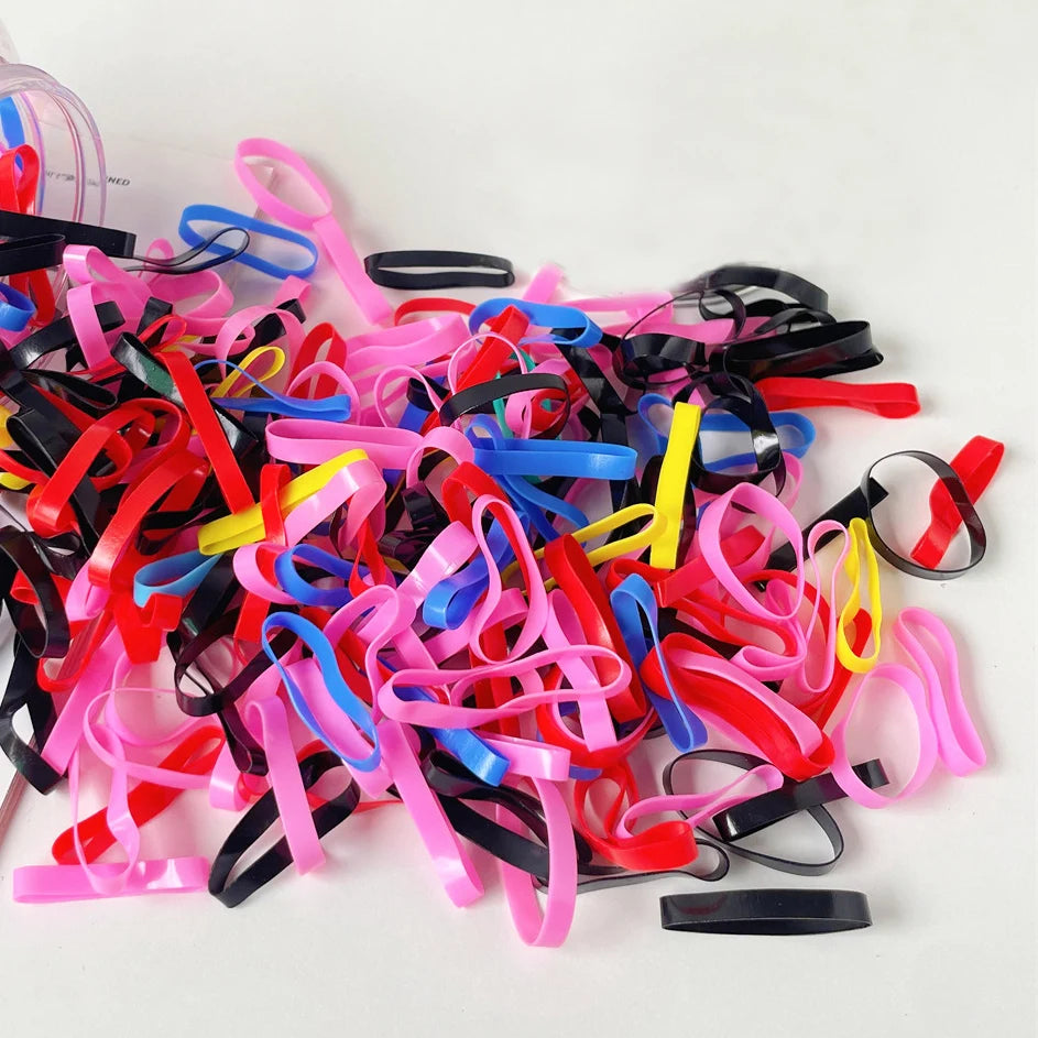 500Pcs Girls Colorful Thicken Disposable Rubber Bands Gum For Ponytail Holder Elastic Hair Bands Kids Hair Accessories