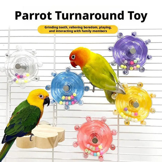 Colorful Parrot Decompression Toy Rotating Help Pets Energy Toy Safe Of Made Wheel Release Bite Materials Animal Toys