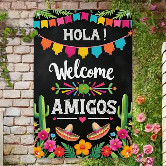 Colorful Mexican fiesta welcome sign