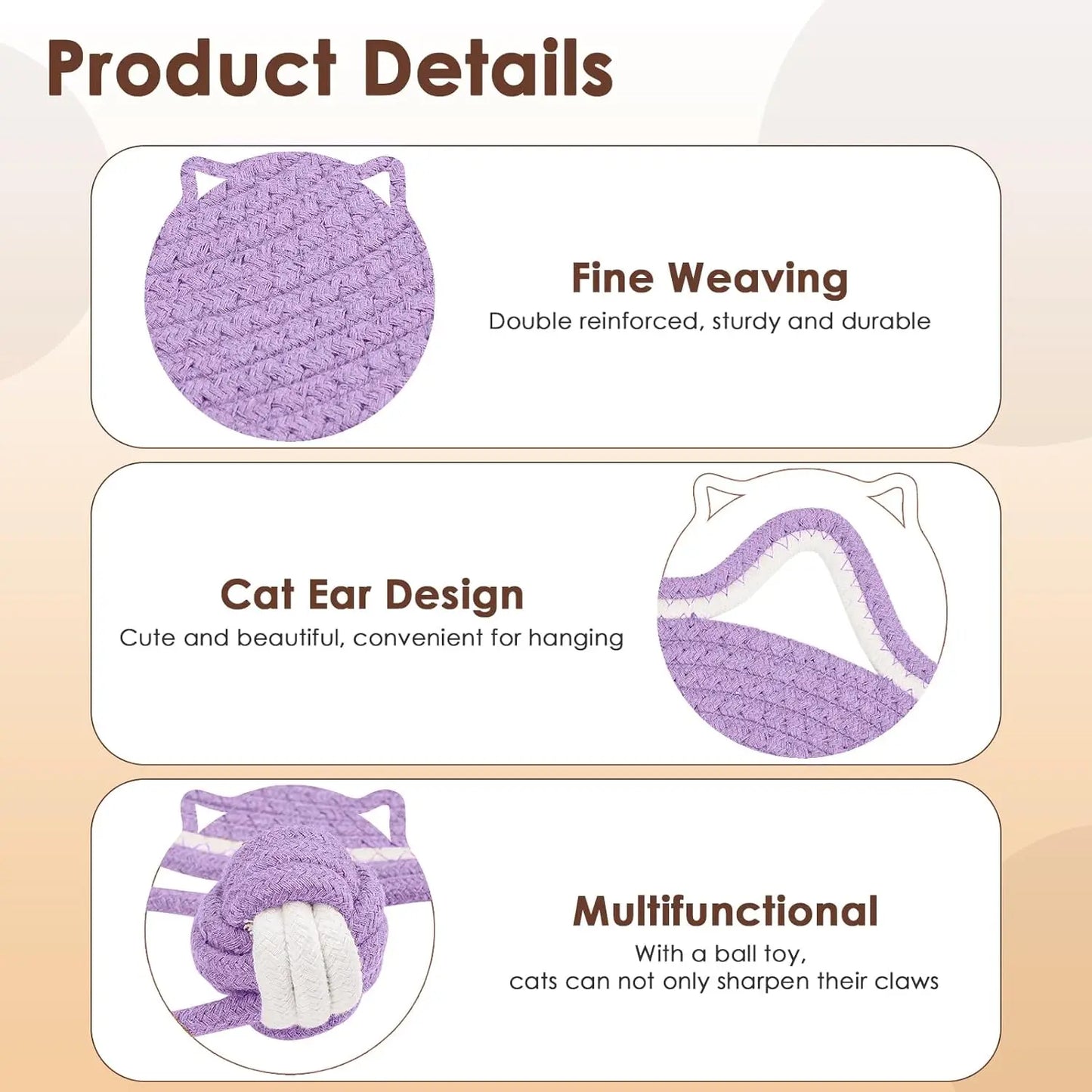 Cotton Rope Cat Scratching Post Mat Cat Scratcher Tool Funny Cat Toys for Grinding Claws Wear-Resistant Cat Scraper Pet Product