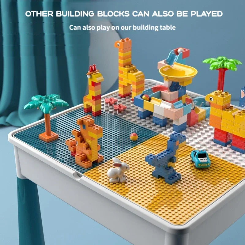 ToylinX Kids Building Blocks Activity Table and Chairs Set Creative Play Desk for Toddlers and Children