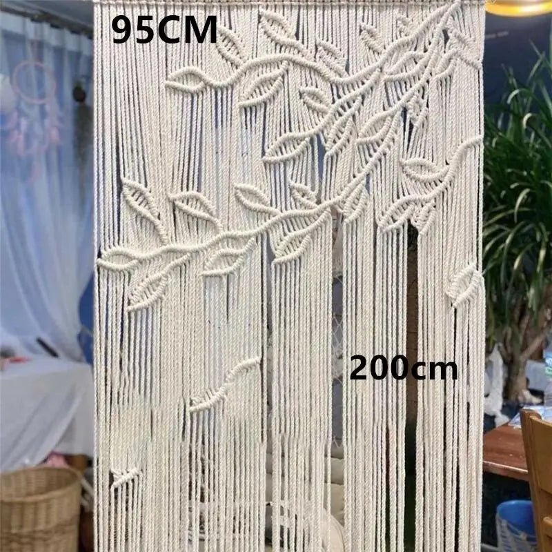 Hand-Woven Macrame Cotton Door Curtain Tapestry Boho Art