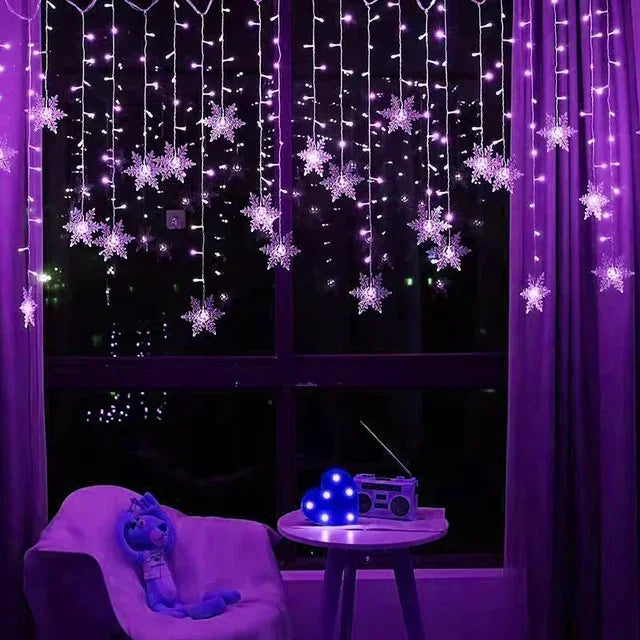 Christmas Lights Garland LED String Lights Snowflakes Flashing Fairy Curtain Light for Holiday Wedding Party New Year Decoration