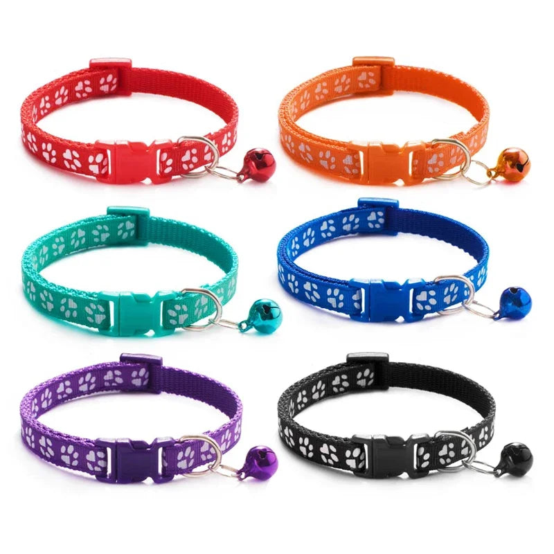 1/3/6/12/18Pcs Pet Collar With Bell Footprints Colorful Dog, Dog, Cat Accessories Cat Collar Adjustable Bell Ring Necklace Pet