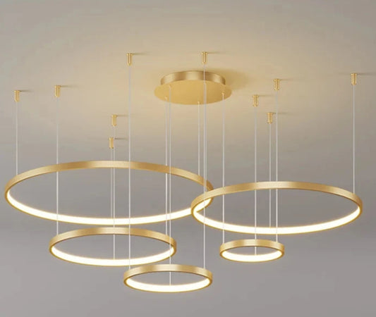 Black Rings Modern Minimalist Dimmable Pendant Light for Living Room and Restaurant Remote Control Chandelier Home Decor