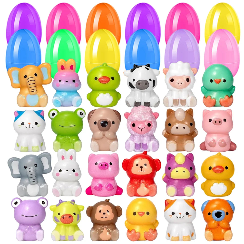 12/20/24/48Pcs Prefilled Easter Eggs with Plush Toys for Kids