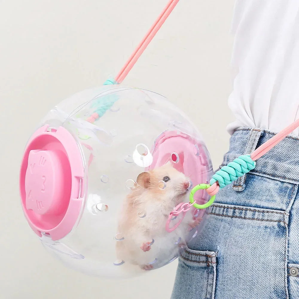 Hamster Outdoor Carrying Ball Hamster Exercise Running Ball with Straps Small Pet Hamster Carrying Supplies