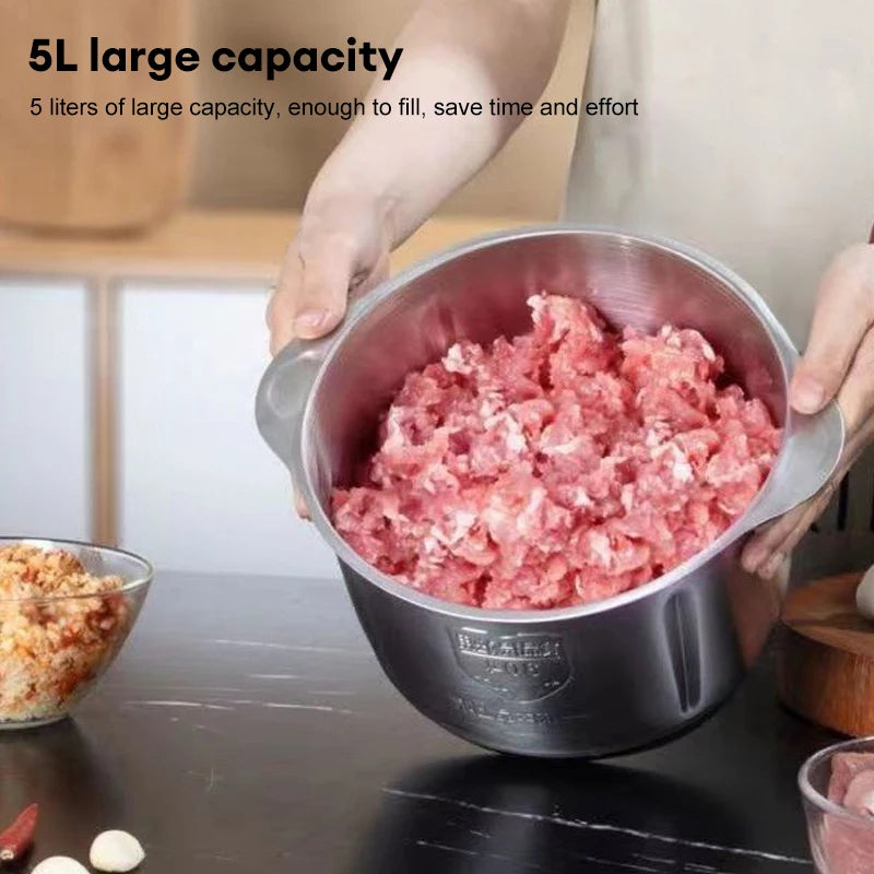 Electric Meat Mincer Grinder 5L Stainless Steel Food Processor