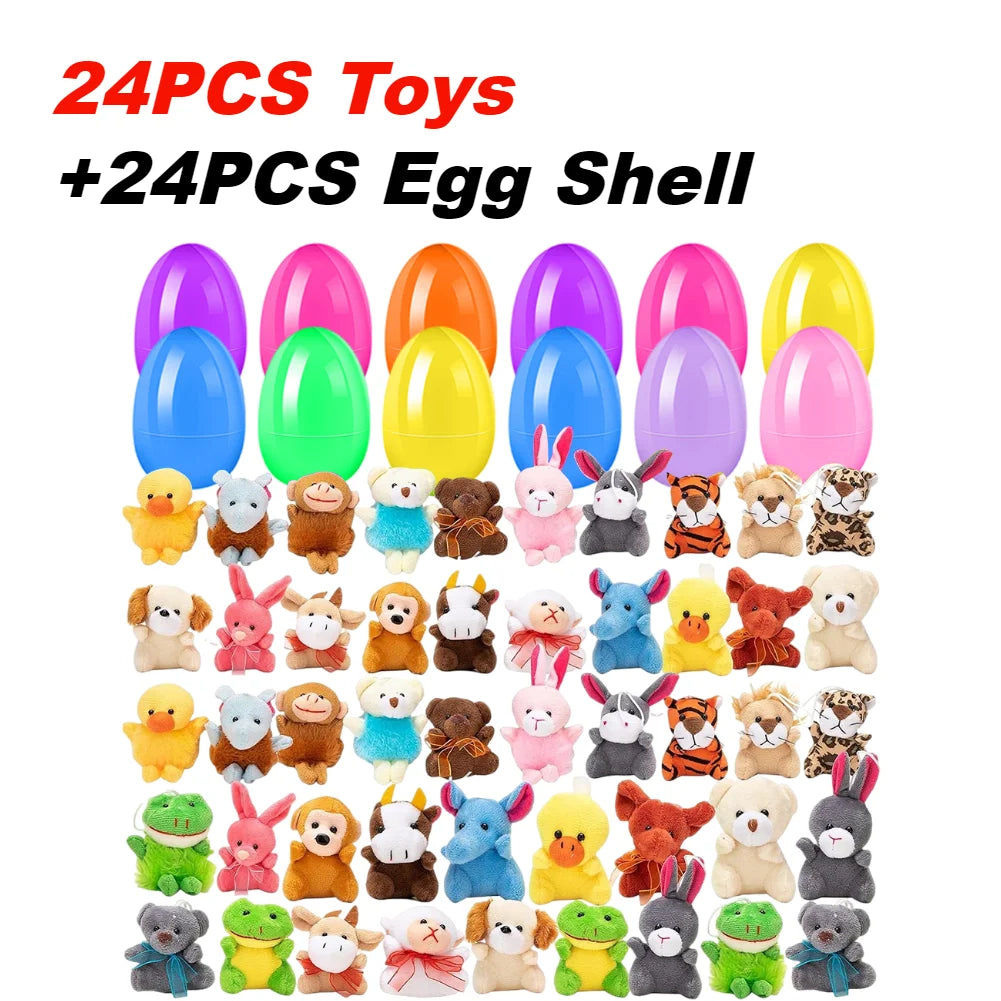 12/20/24/48Pcs Prefilled Easter Eggs with Plush Toys for Kids
