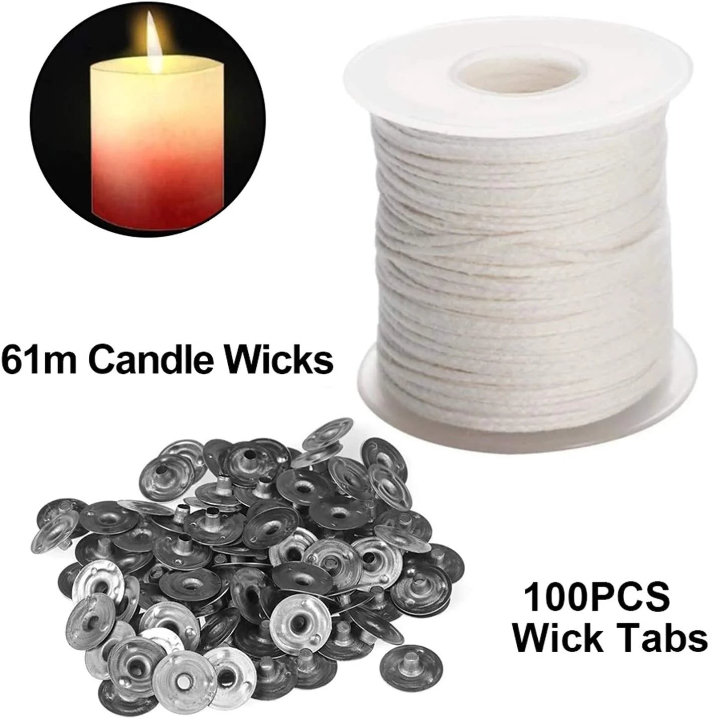 DIY Wax Core 61 M Long Cotton Woven Candle Lamp Wick Kit