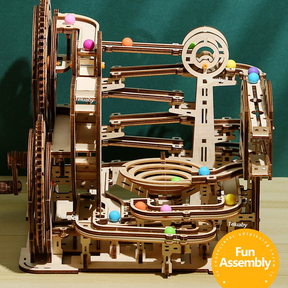 3D Wooden Puzzle Model Kits Marble Run Mechanical Puzzles Self Assembly Educational Toys for Kids and Adults