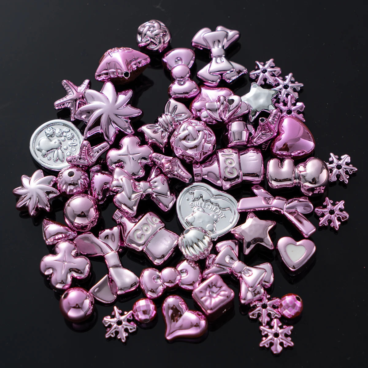 20g Y2K Mixed Bowknot Flower Heart Acrylic Cute Beads for DIY Jewelry Craft