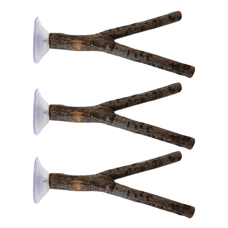 3pack Parrots Wall Bath Standing Rack Suction Cup Station Poles Interaction Toy for Budgies and Similar Birds