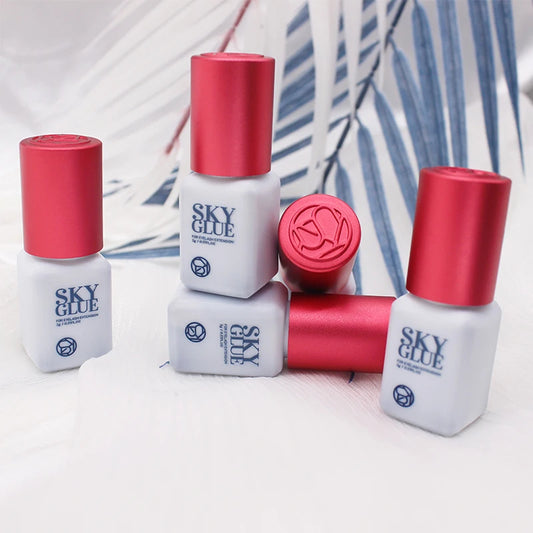 5 Bottles SKY S Plus Eyelash Extension Glue 5ml Red Cap Original Korean Adhesive for Professional Use