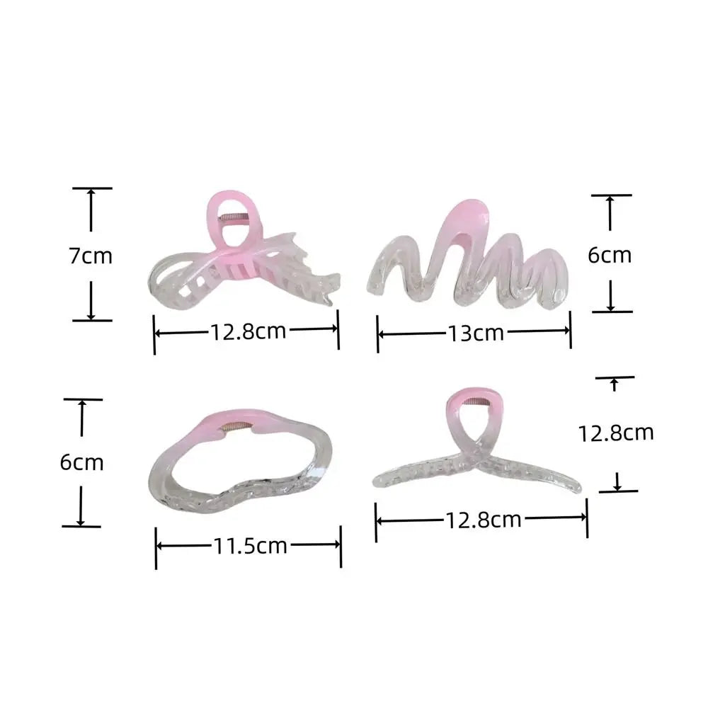 Fashion Pink Gradient Hair Clip Butterfly Bow Large Shark Clip Hairpin Grips for Women