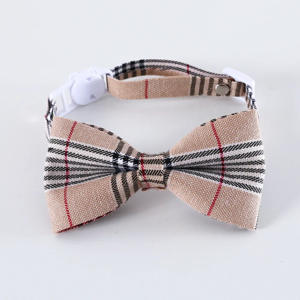 1pc Adjustable Plaid Cat Collar with Bow Tie - Adjustable Comfortable Collar, Perfect for Holiday Dress Up and Everyday Wear