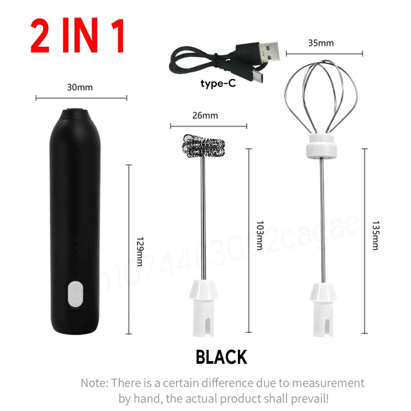 MINI Milk Frother USB Rechargeable 3 Speeds Foam Maker Coffee Whisk Mixer Electric Handle Blender Egg Beater Hot Cooking Tools