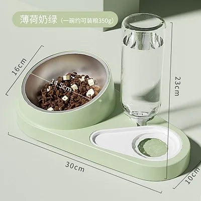 1pcs 2-in-1 automatic cat and dog food dispenser with 15 ° neck protection feeding bowl