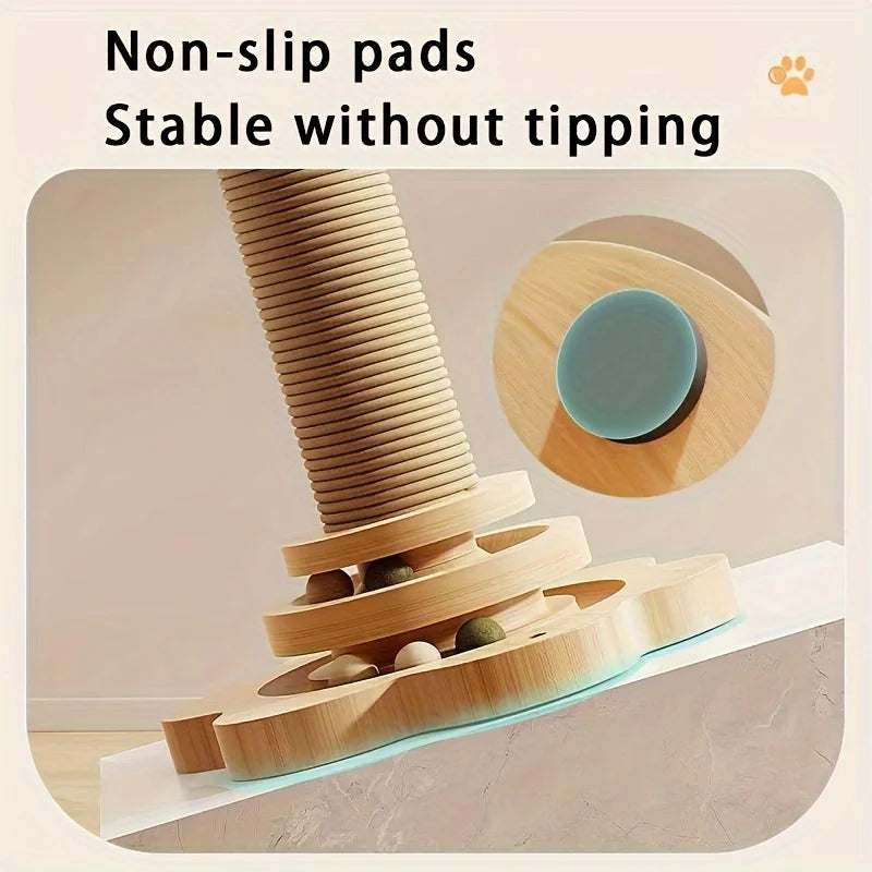 1 Premium Cat Scratching Post with Rotating Platform Sisal Dental Chew Toy Durable Non-Shedding Cat Tree Stand Vertical Scratch