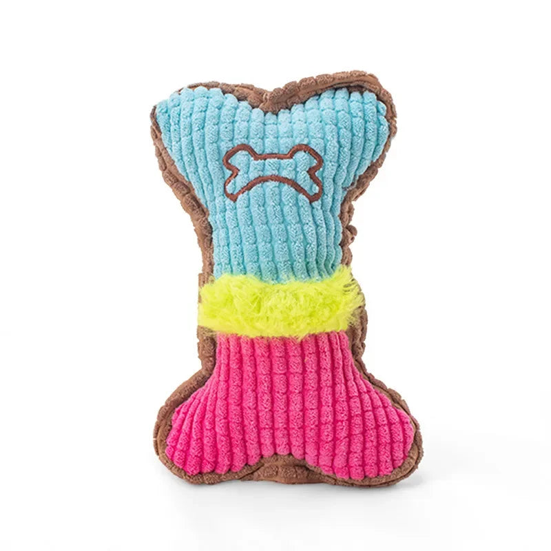 1pc Dog Squeaky Toys, Bones Plush Dogs Chew Toy for Small Medium Breed Puppy Aggressive Chewer Pets Puppy Playing Cleaning Teeth