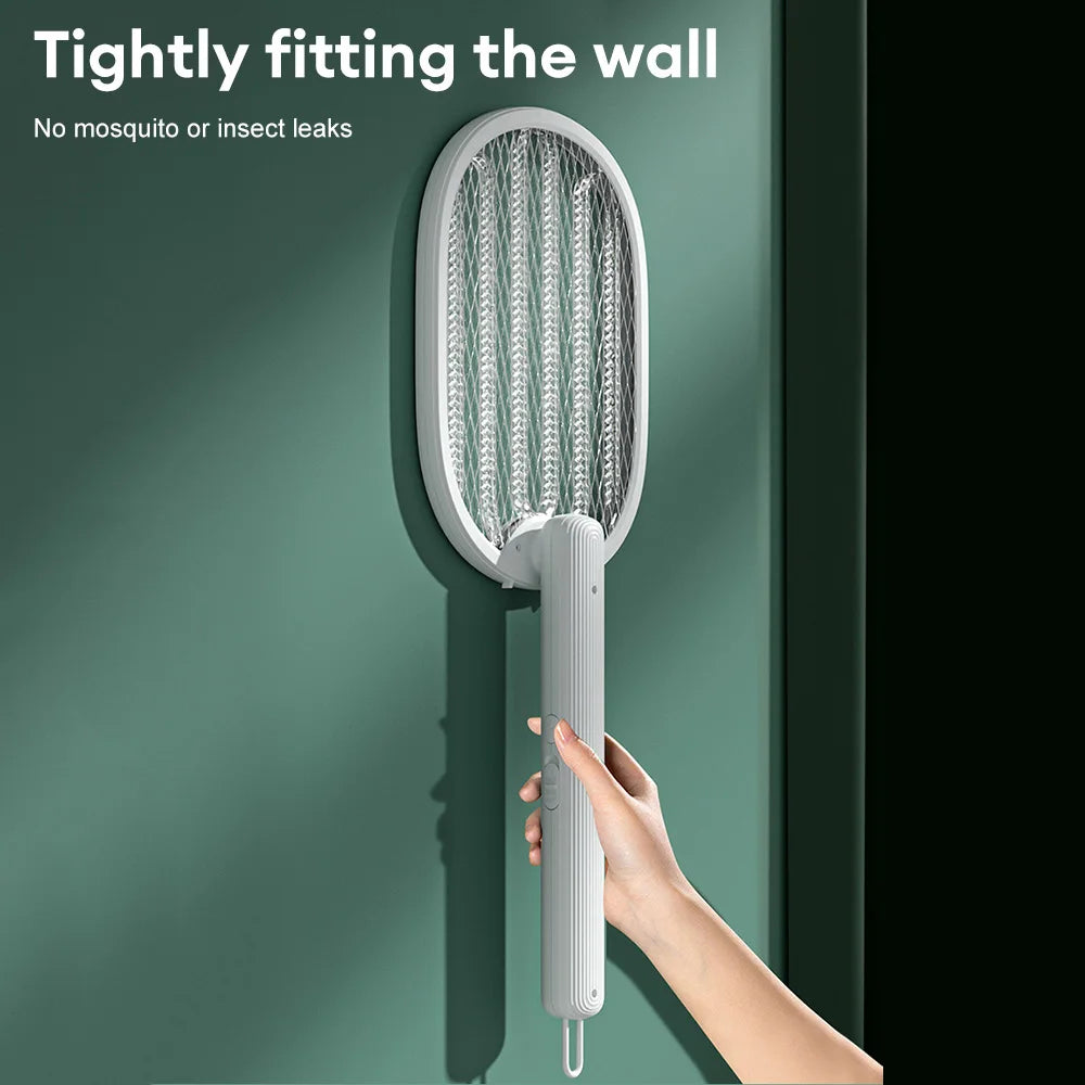 Foldable Electric Mosquito Killer Fly Swatter Trap USB Rechargeable Mosquito Racket Insect Killer with UV Light Bug Zapper 3000V