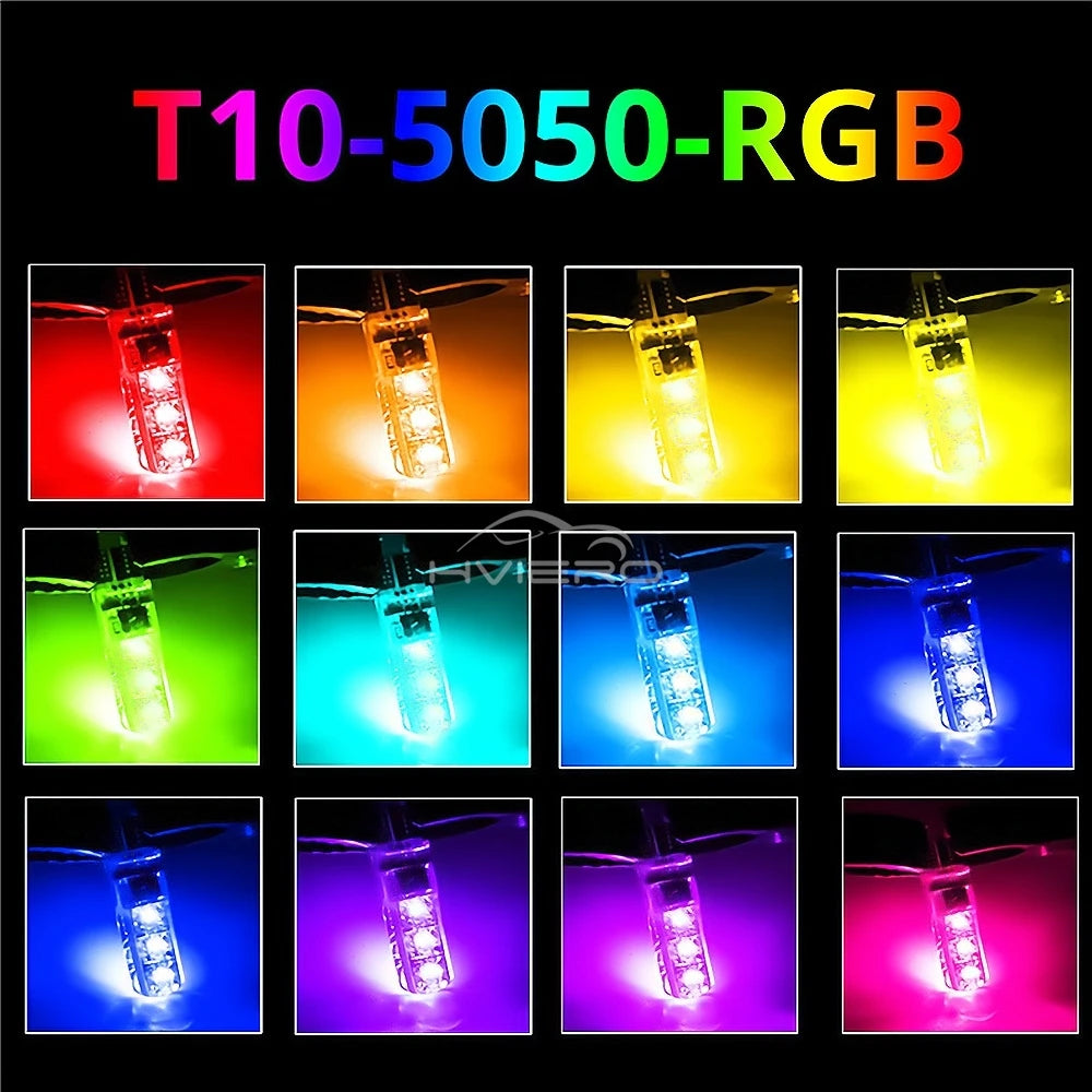 New T10 5050 6SMD DC 12V Waterproof RGB W5W Car Bulb