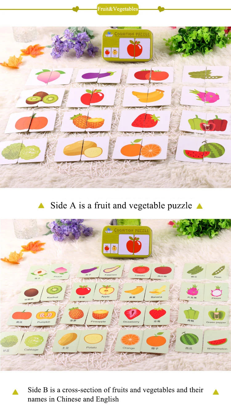 Baby Puzzle Montessori Educational Toys 3D Wooden Puzzles for Kids 2-4 Years