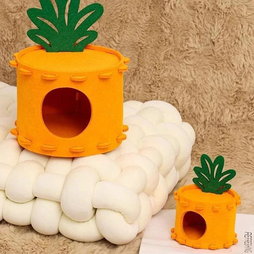 1 Pc Carrot-Shaped Hamster House Cute Cartoon Stump Hideout Tunnel Toy for Pet Small Animals Hamsters Rabbit Playhouse Bed Nest
