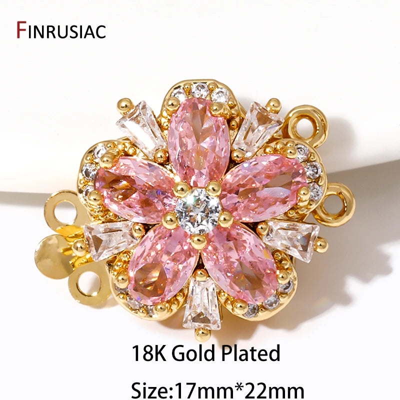 Multi Styles 18K Gold Plated Brass Flower Safety Clasps for DIY Jewelry