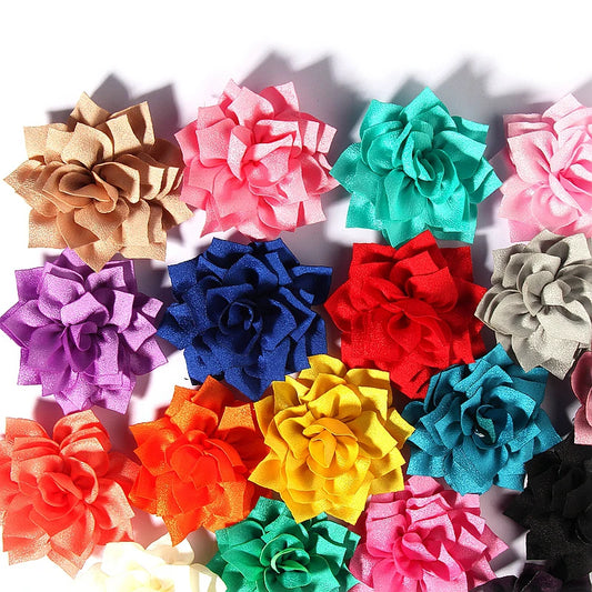 50PCS 7.5CM 2.95" Fashion Lotus Fabric Hair Flower For Headbands Clips  Satin DIY Flowers For Hair Accessories Wedding Decor