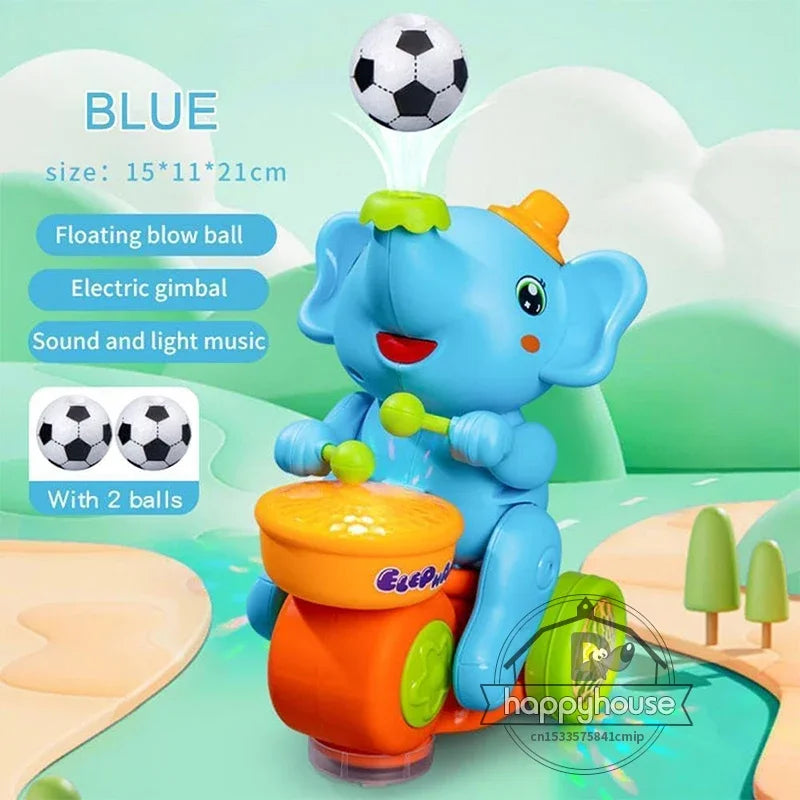 Musical Walking Elephant Drummer Toy for Kids with LED Lights and Sensory Activities Educational Learning Toy
