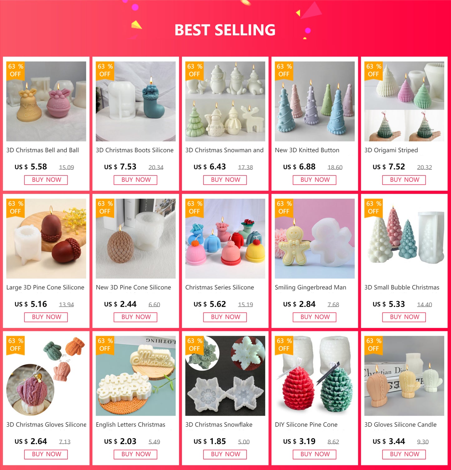 3D Christmas Snowflake Silicone Candle Molds for DIY Soap and Cake Decor