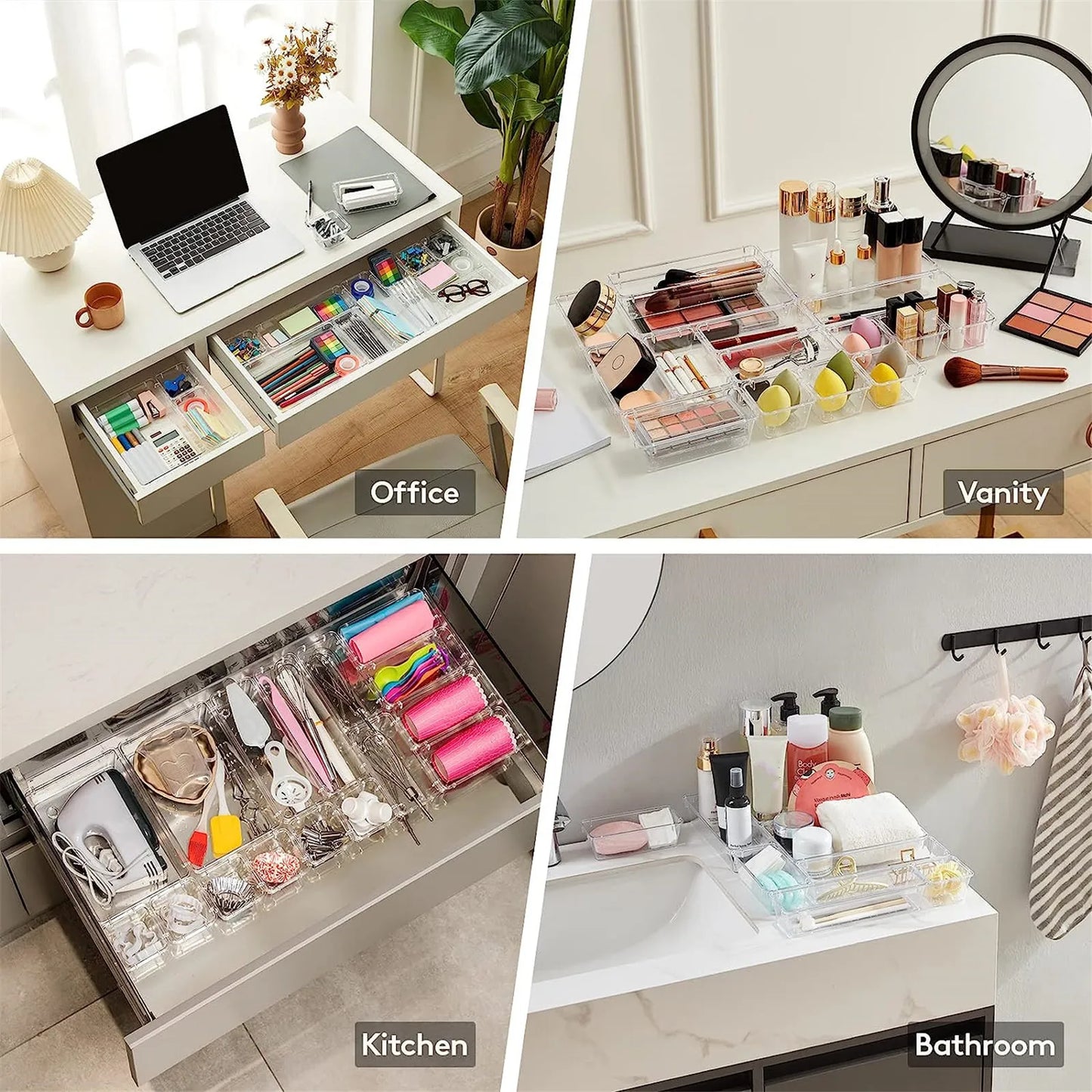 10-Piece Versatile Drawer Organizer Set for Makeup and Kitchen