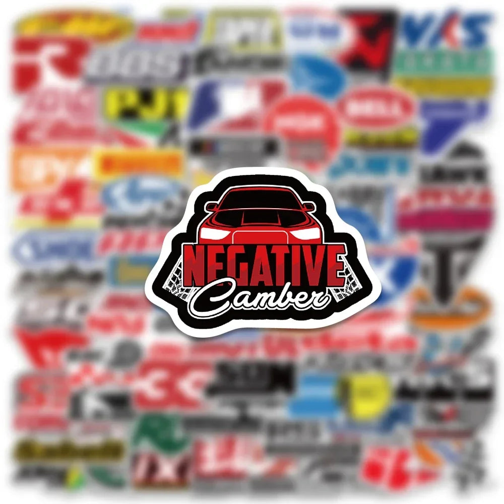 100PCS JDM Brand Retrofit Racing Car Stickers Laptop Guitar Luggage Bike Skateboard Waterproof Graffiti Sticker Decal Kid Toy