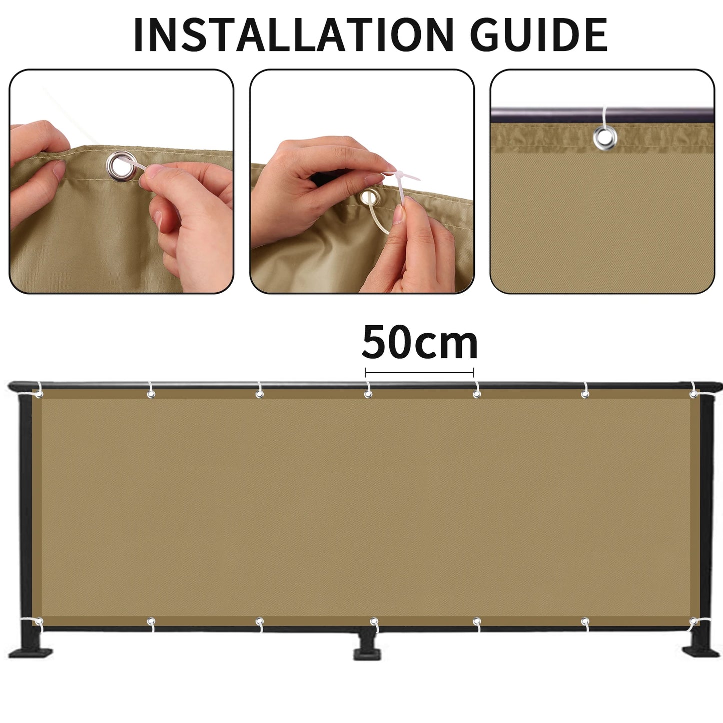 Balcony Privacy Screen Cover Waterproof Shade Cloth with 95 Percent UV Protection for Patio Deck Garden and Pool Decor