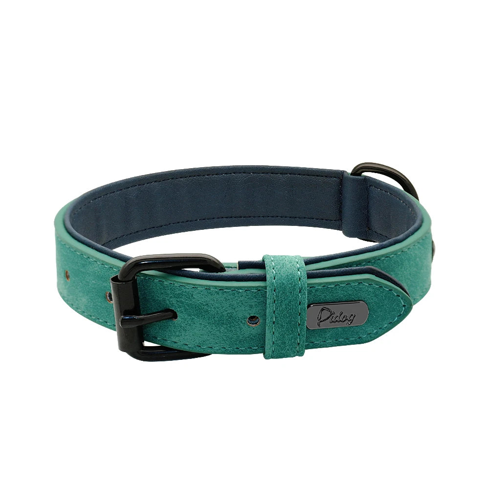 Large Dog Collar Soft Padded Real Leather for Big Dogs