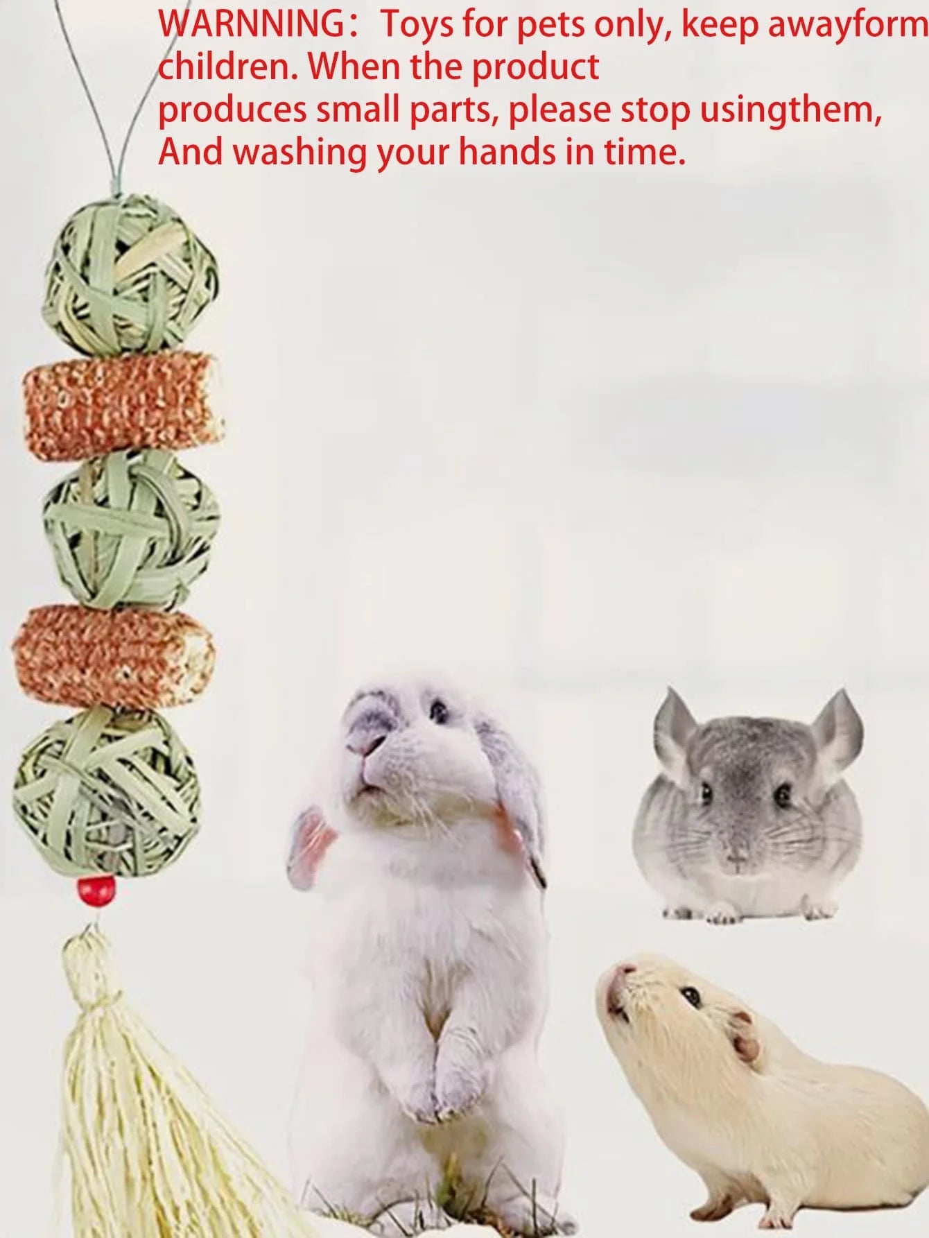 1PC-Pet rabbit grass woven ball hanging string rabbit grinding toy