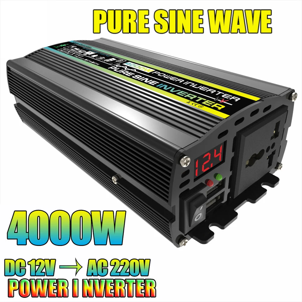 10000W/12000W Car Inverter LCD Display Pure Sine Wave Inverter DC 12V to AC 220V