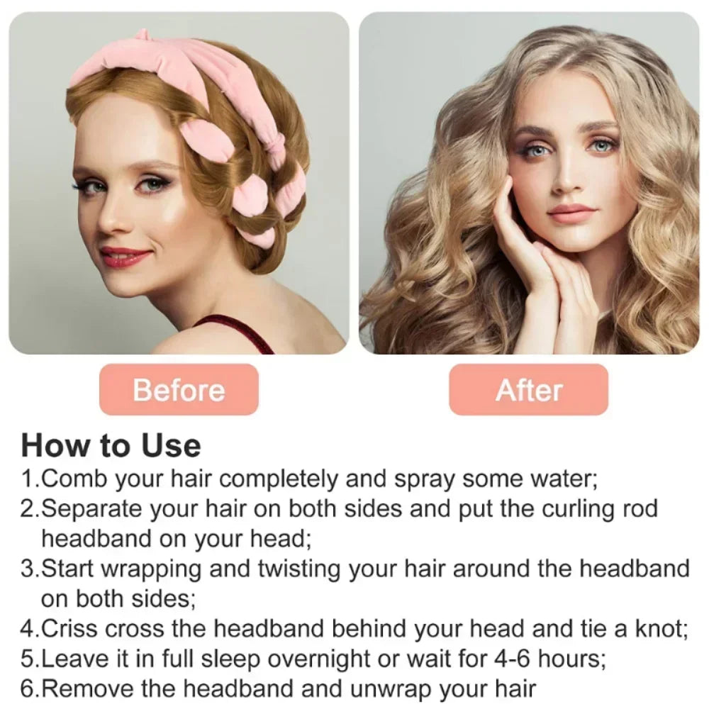 Women Heatless Curling Rod Headband Lazy Hair Curler No Heat Hair Rollers Soft Curls Sleeping Flexi Rods Girls DIY Styling Tools