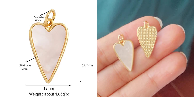 Classics Love Heart Star Zircon Focal Charm Pendant 18K Gold Plated Shell Pearl Jewelry