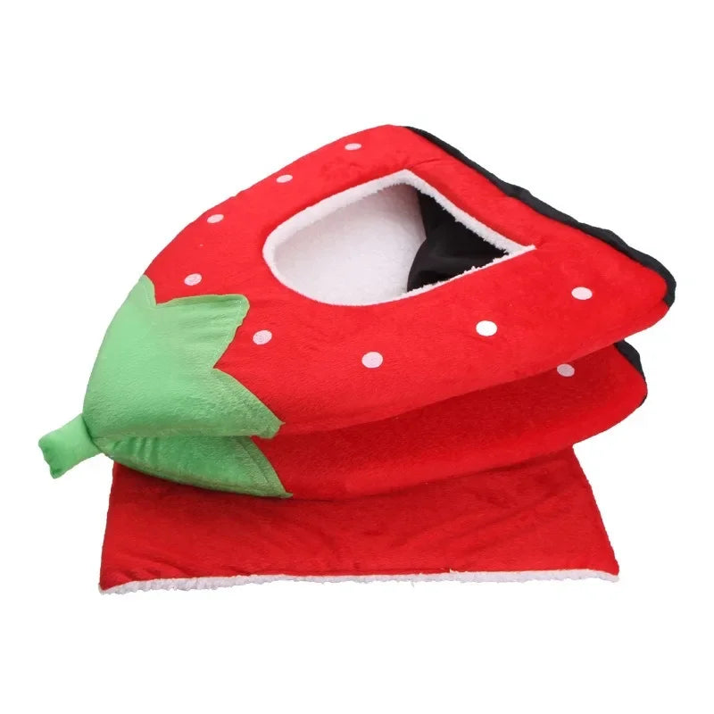 Cute Strawberry Pet Dog Cat House Foldable Warm Soft Winter Dog Bed Sofa Cave Puppy Dog House Kennel Nest For Small Dogs Cats