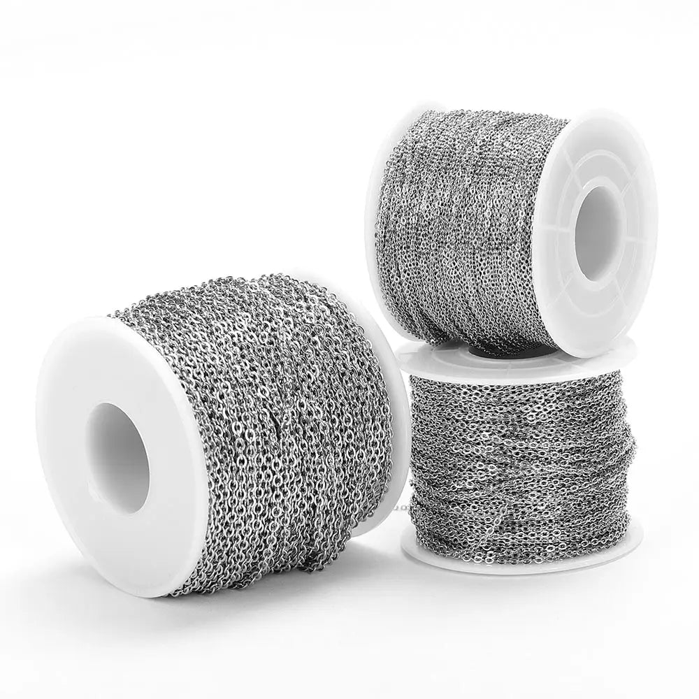 10 Meters Stainless Steel Chain 1 1.5 2mm Gold Steel Color for DIY Jewelry Making