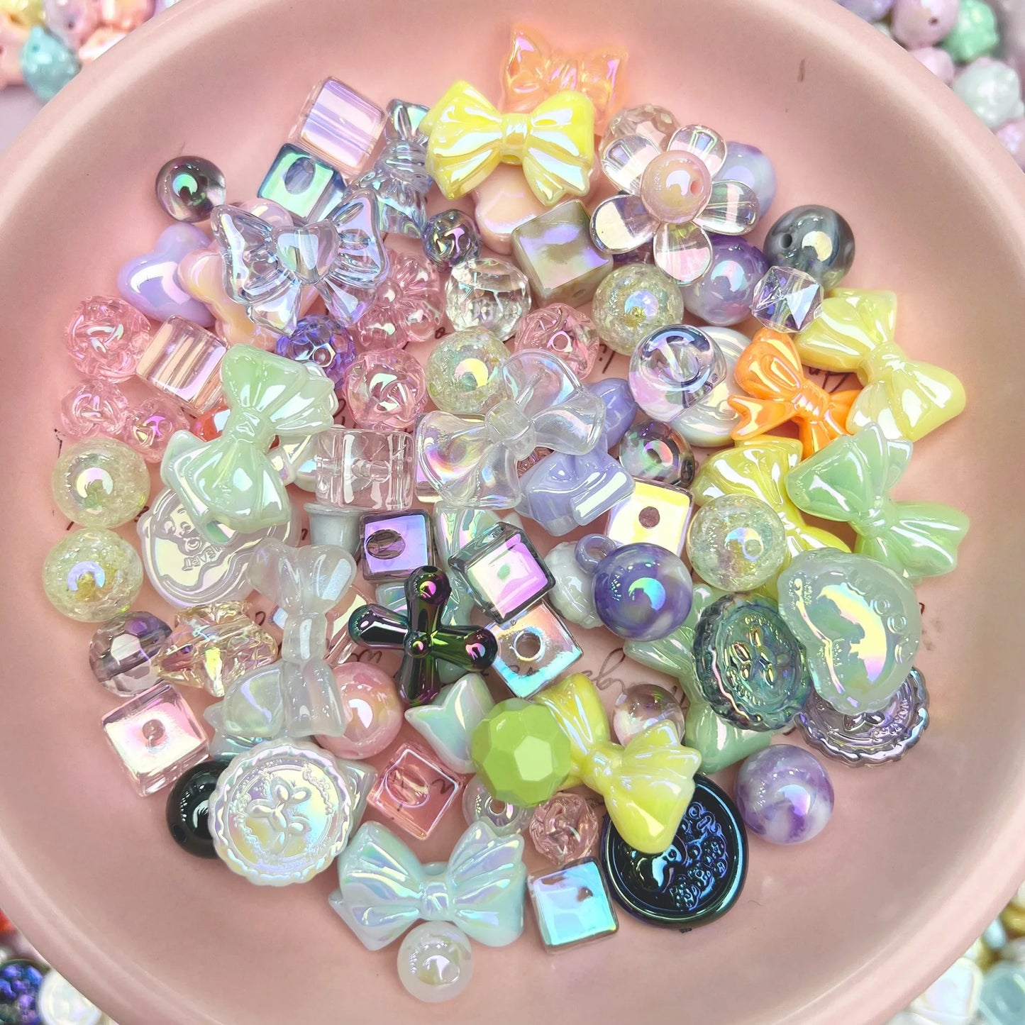 20g Y2K Mixed Bowknot Flower Heart Acrylic Cute Beads for DIY Jewelry Craft