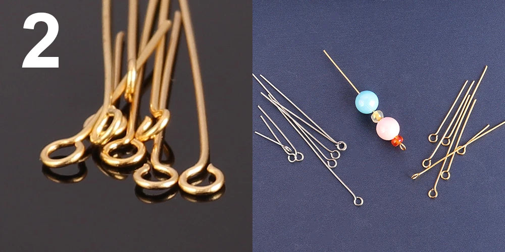 100pcs 15-50MM Stainless Steel Flat Head Eye Pins for Jewelry Making