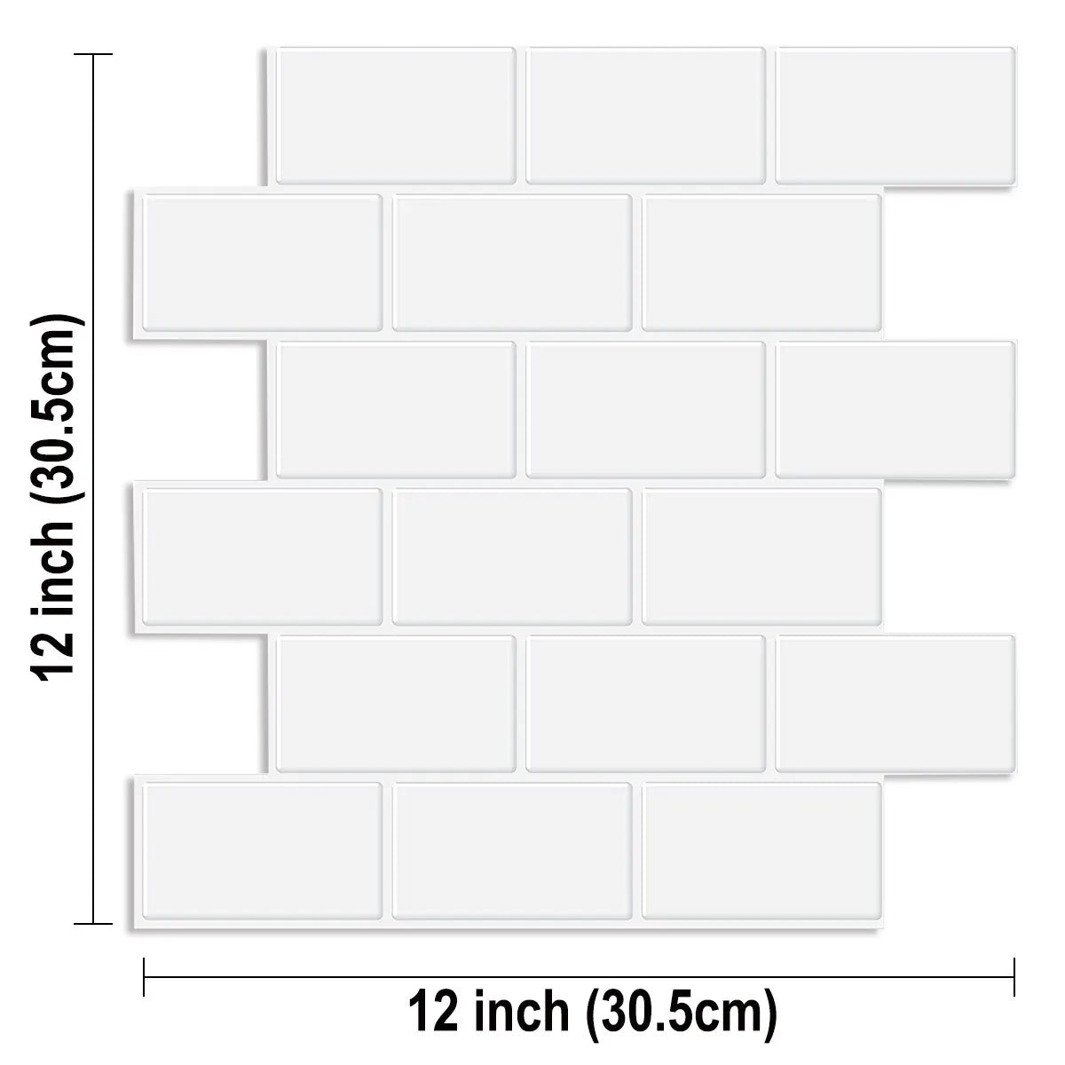 Big Size 12x12 Inch 3D Subway Wall Tile Stickers Waterproof Vinyl Wallpaper 10 Sheets