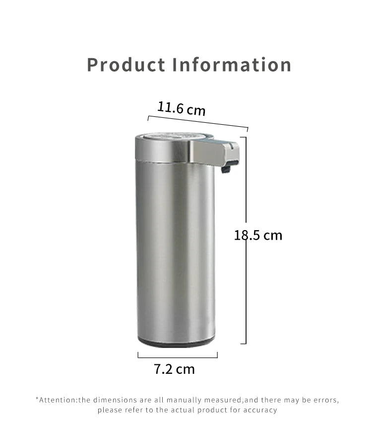 Automatic Sensor Soap Dispenser for Kitchen and Bathroom 304 Stainless Steel Smart Electric Hand Sanitizer and Body Wash Machine